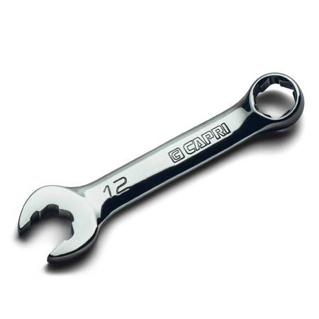 CAPRI TOOLS 12 mm WaveDrive Pro Stubby Combination Wrench for Regular and Rounded Bolts CP11750-M12SB